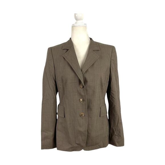 Akris Punto Womens Single-Breasted Micro Striped Wool Blazer Size 8 - Picture 1 of 16